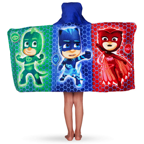Franco PJ Masks hooded towel wrap Owlette quick drying after swim.