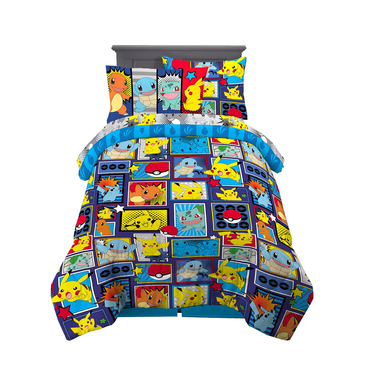 Franco Pokemon comics twin comforter with vivid Pikachu art for cozy bedtime fun.