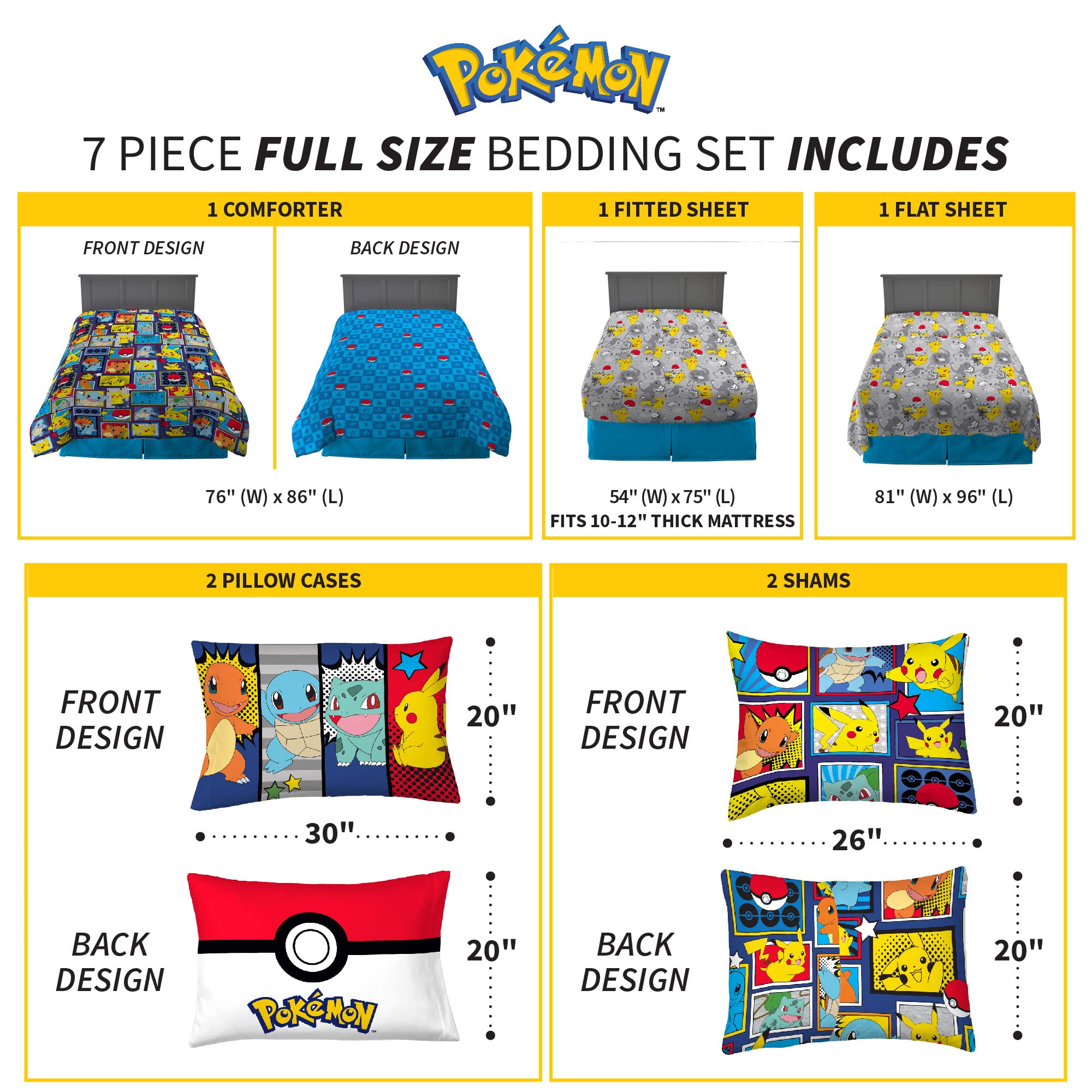 Franco Pokémon Comics fitted sheet coordinates with the set for cohesive look and easy tidiness