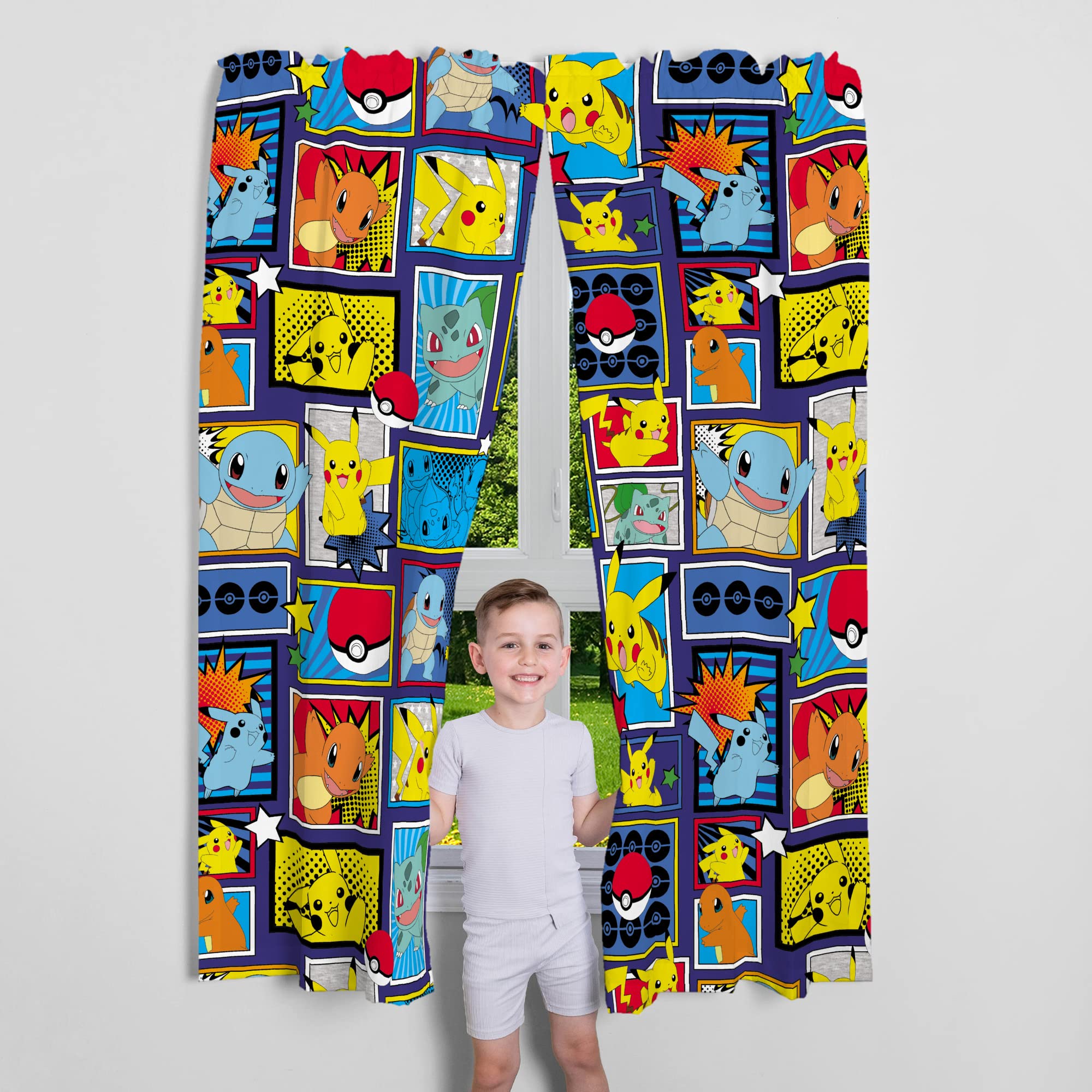 Franco Pokémon curtains featuring Charmander design add color and privacy for playtime.
