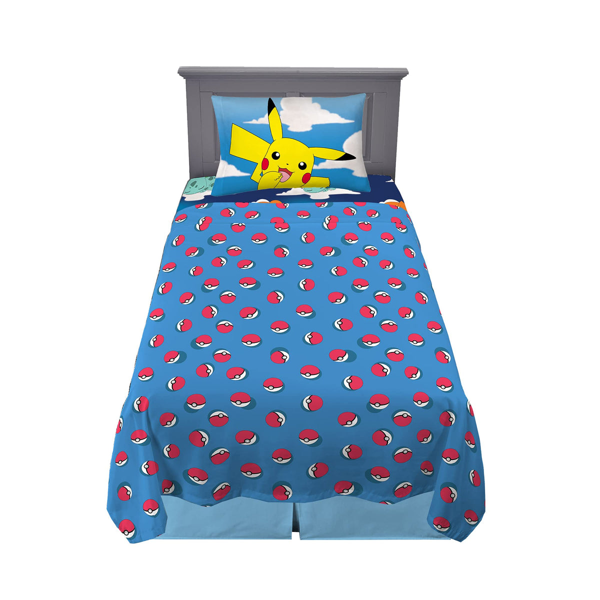 Franco Pokemon Fun fitted sheet with vibrant characters for cozy kid sleep