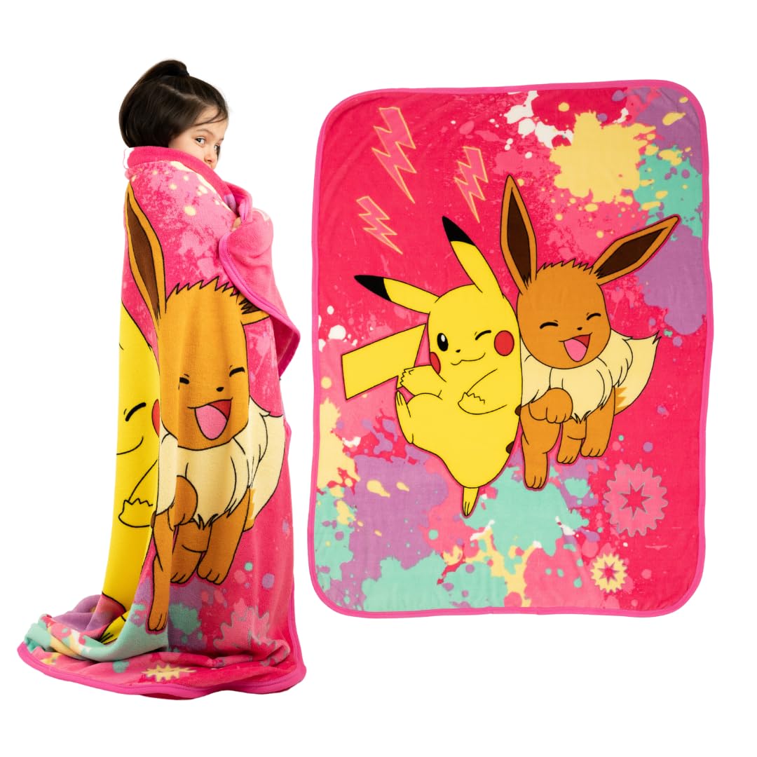 Franco Pokemon Pikachu Eevee throw print for cozy downtime.