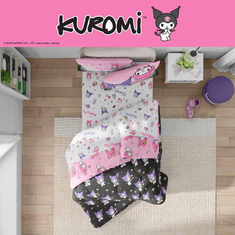 Reversible side with Kuromi on black enables quick mood change.