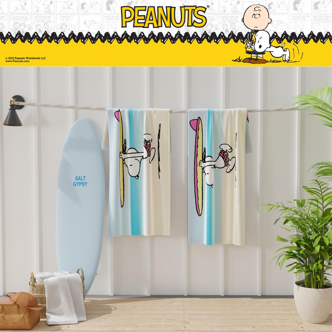 Franco Snoopy bathroom towel soft cotton shown for indoor use.
