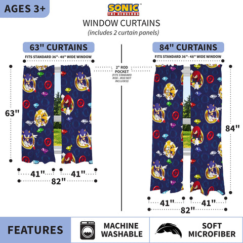 Dark blue background Sonic artwork on Franco curtains