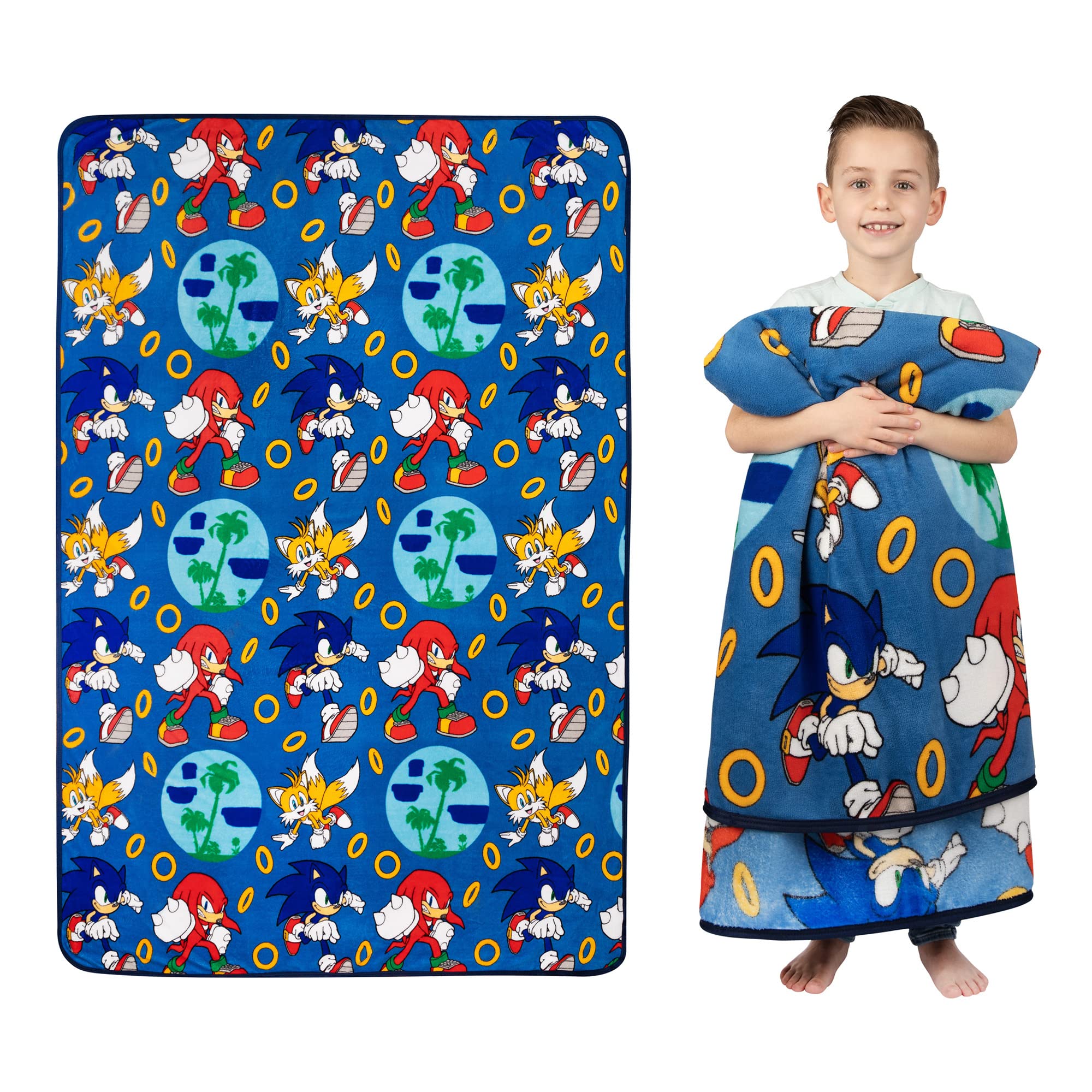 Franco Sonic Hedgehog 62x90 blanket featuring Rings For All for cozy movie nights.