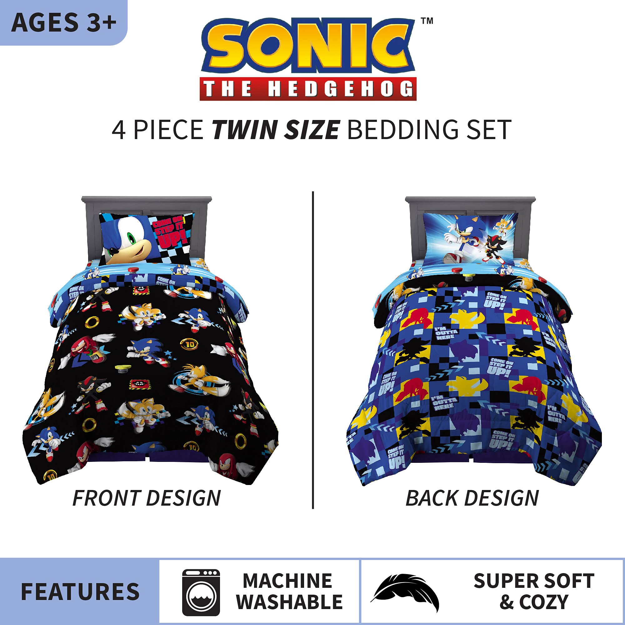 Franco Sonic Hedgehog characters on black background energize kids imagination at night.