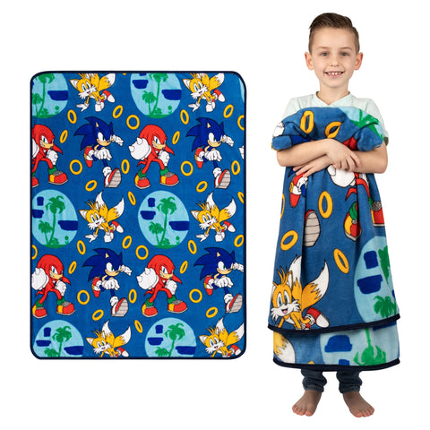 Franco Sonic The Hedgehog plush throw 46x60 provides cozy warmth for movie nights.
