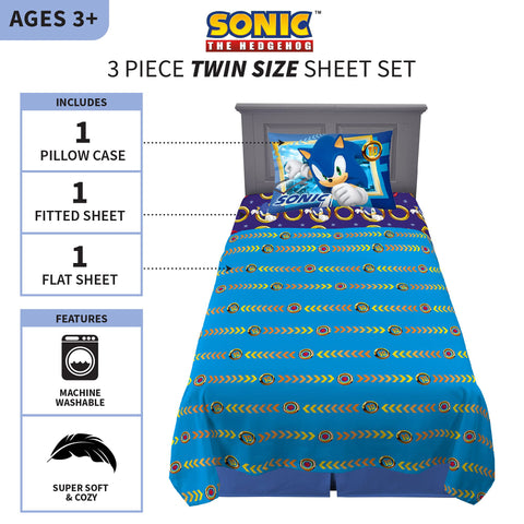 Franco Sonic Knuckles Tails pillowcase features bold character art for cozy nights.