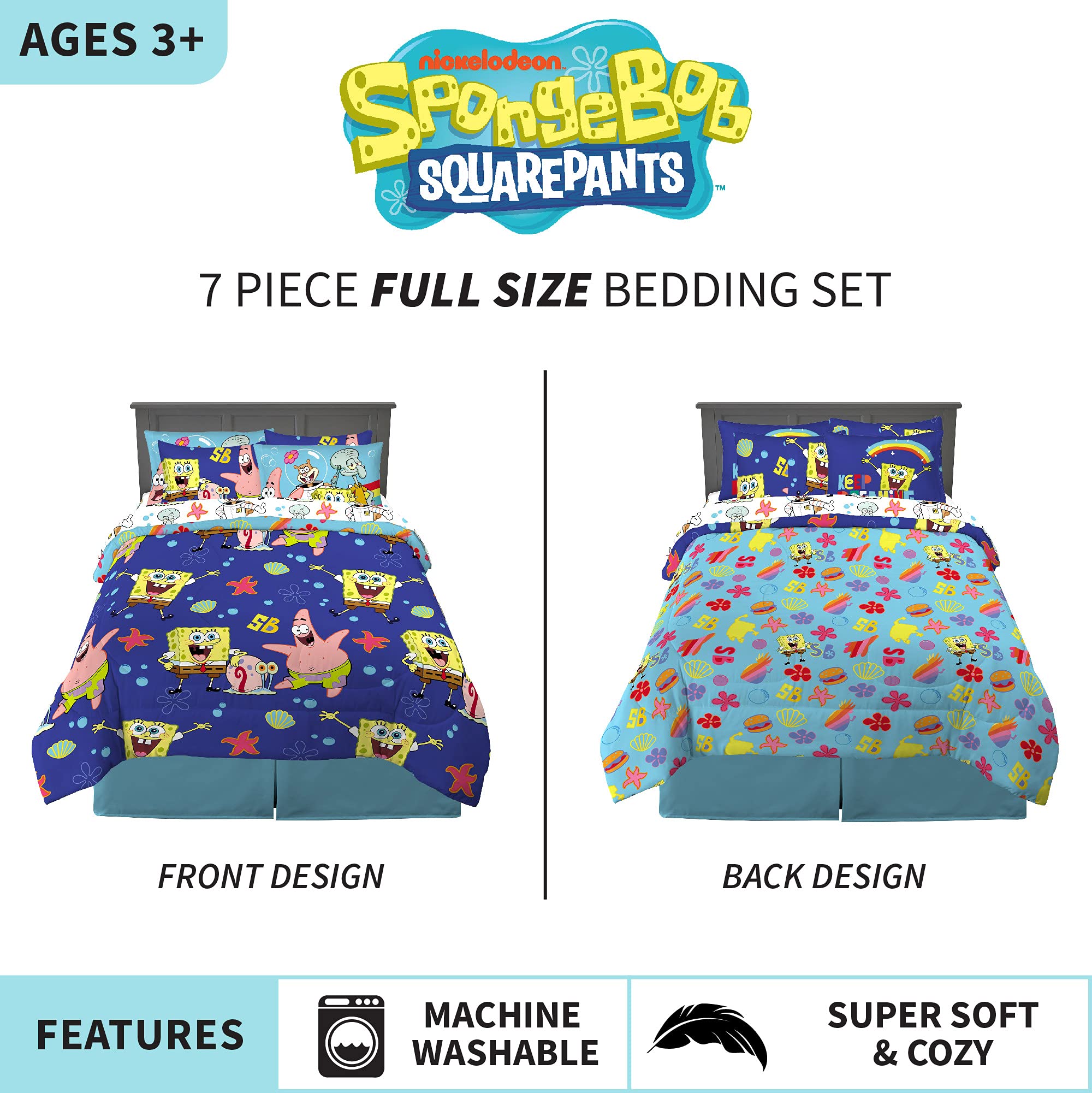 Franco SpongeBob all-over sheets pattern enhances playful kid room decor.