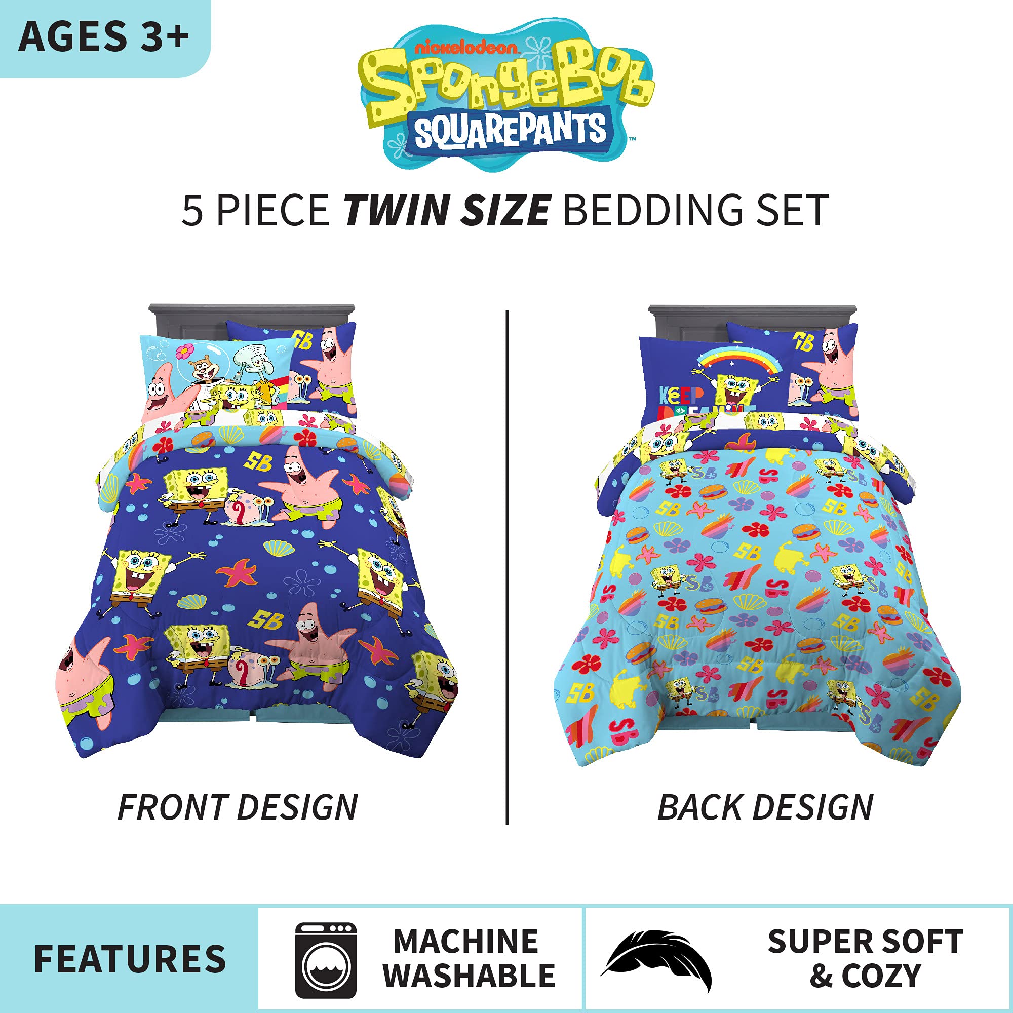 Franco SpongeBob microfiber texture closeup showing ultra-soft, easy-care fabric.