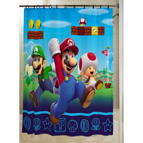 Franco bathroom setup display showcases how the curtain brightens a kids bath.