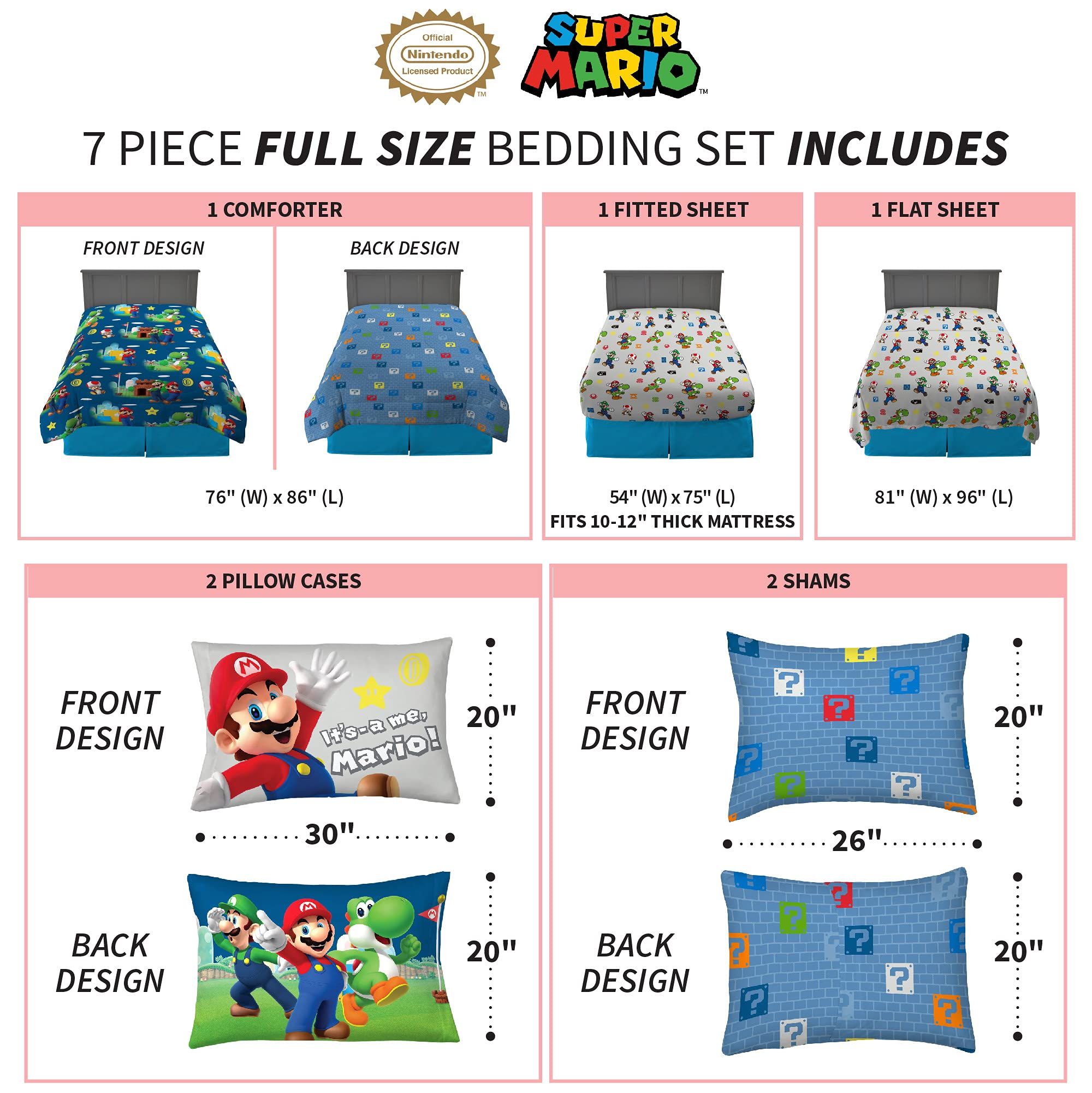 Franco Super Mario character print sheets feature Mario, Luigi, Yoshi, Toad