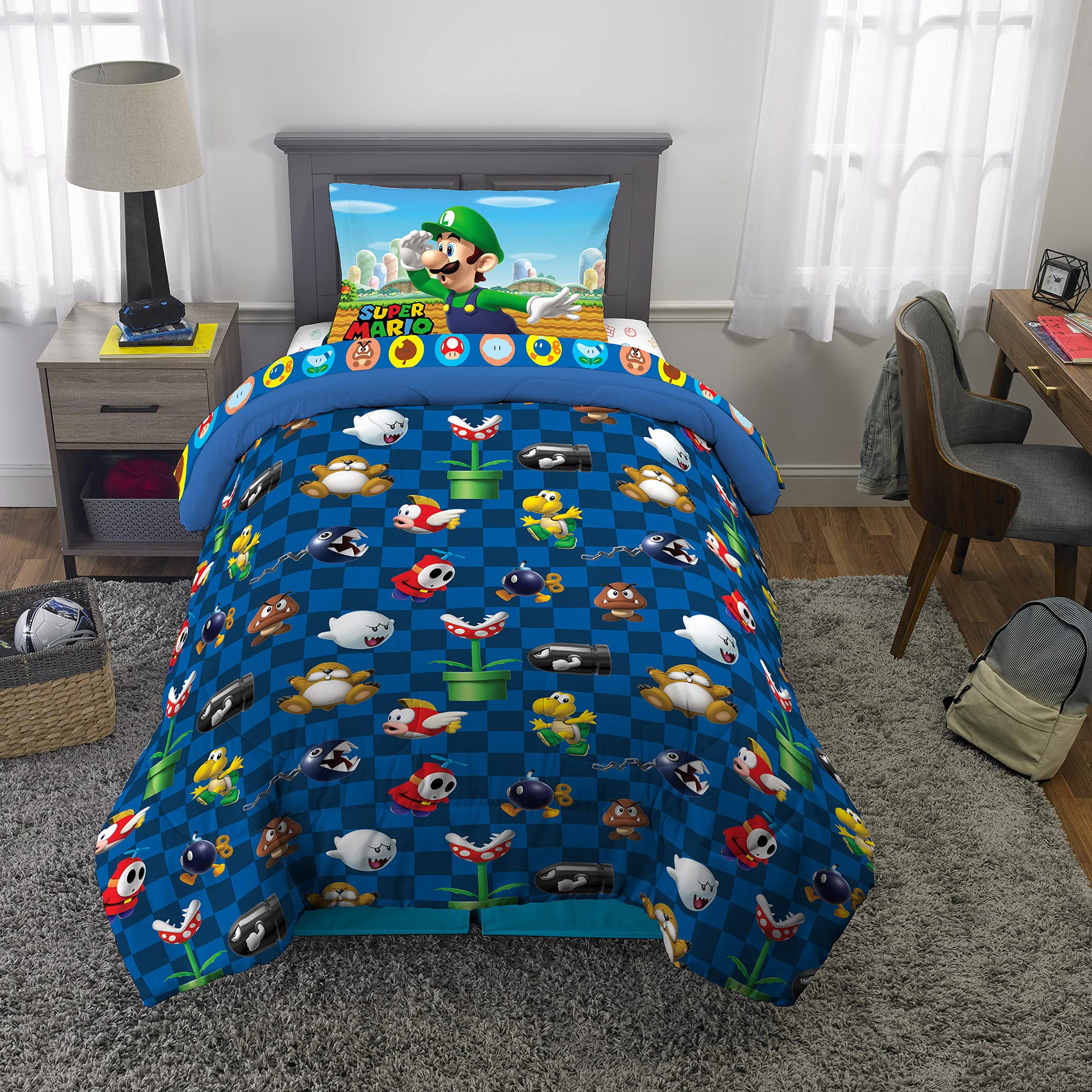Franco Super Mario bedding offers vibrant colors and durable fabrics that resist fading with washing