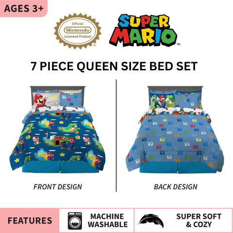 Franco Super Mario Bros dark blue side with characters for immersive bedtime