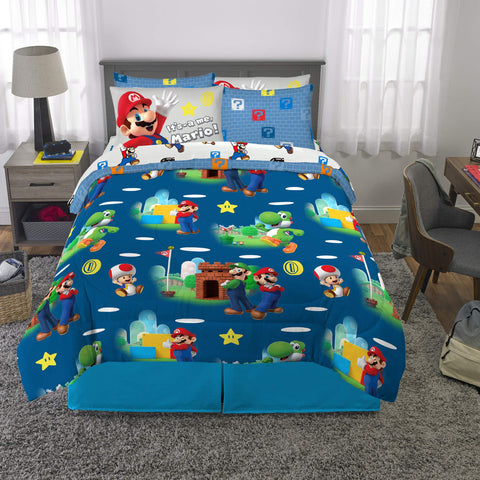 Franco Super Mario Bros coordinated sheets create a bold, kid-friendly look