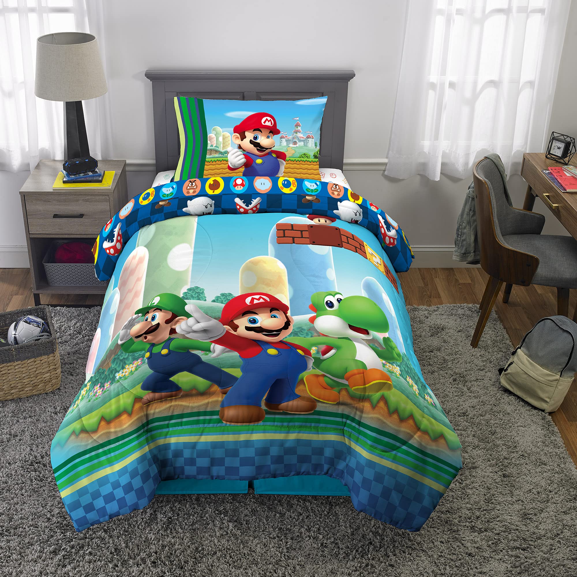 Franco Super Mario microfiber closeup emphasizes soft touch and easy care for busy mornings