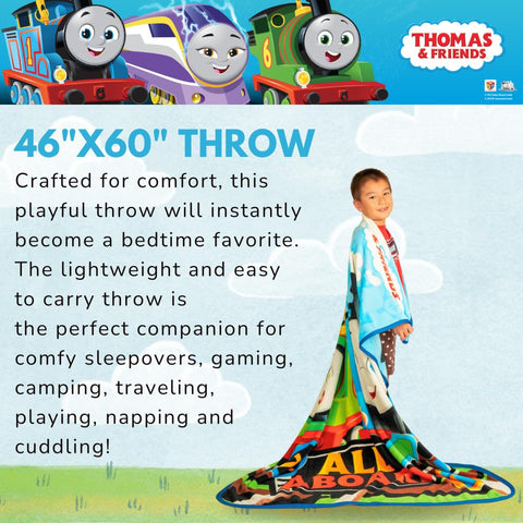Franco Thomas and Friends throw showcases soft micro raschel for cozy naps.