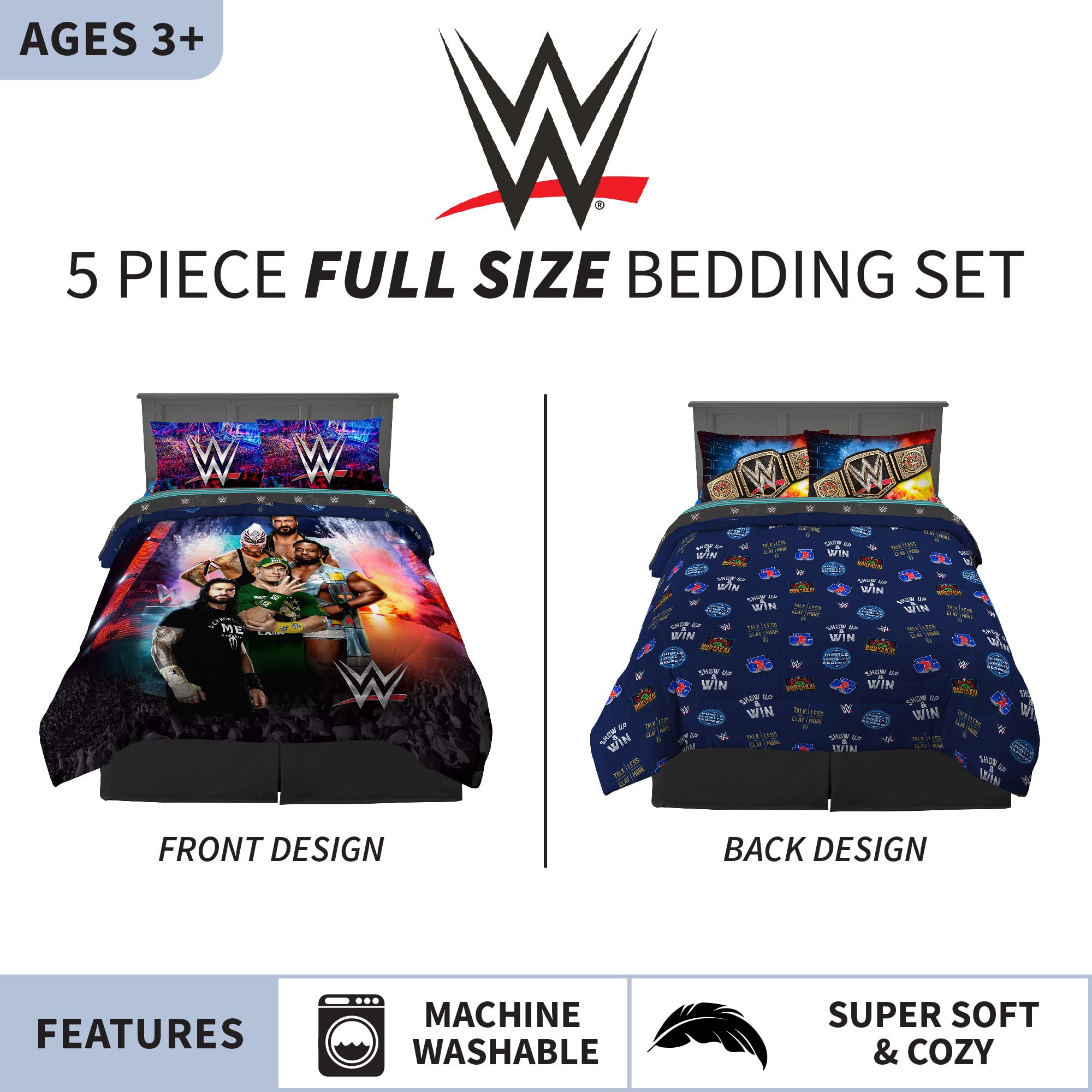 Franco WWE catchphrases sheets set with vibrant print for lively bedtimes
