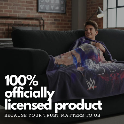 Franco WWE Roman Reigns throw graphic art enhances room décor with dramatic color.