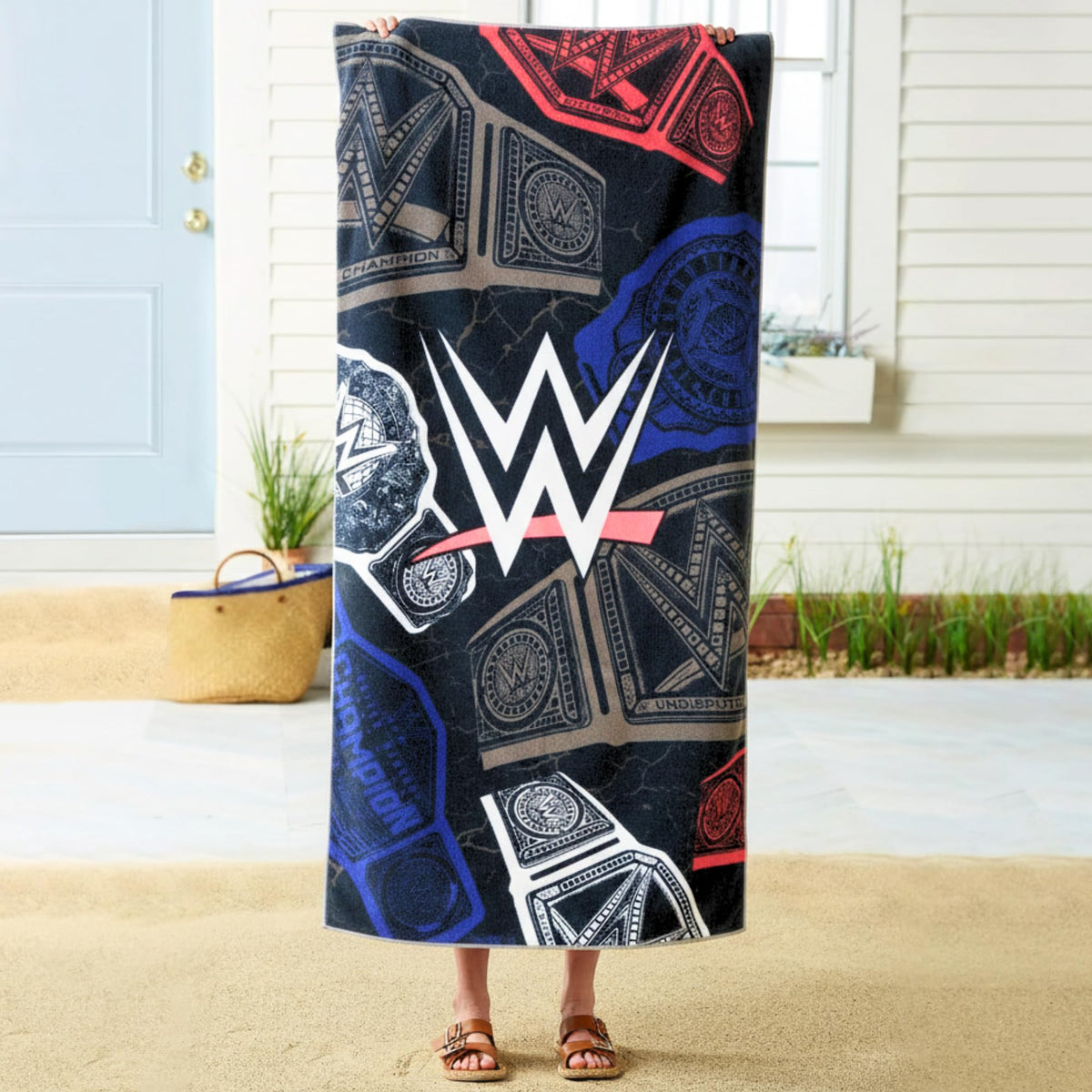 Franco WWE towel 30x60 full graphic for bold poolside style and comfort
