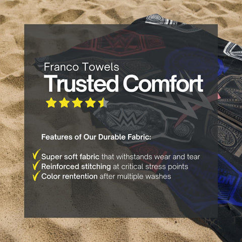 Franco WWE towel wash dry friendly emphasizes easy care and durable colors