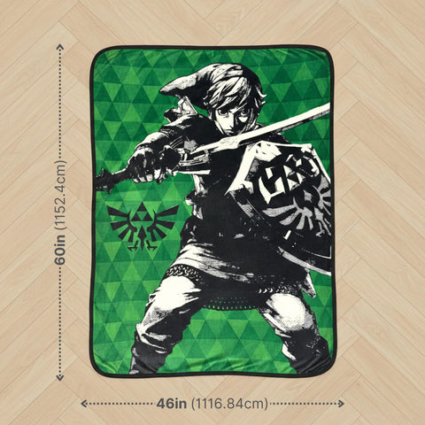 Franco Zelda Link throw serves as living-room decor for cozy movie nights.