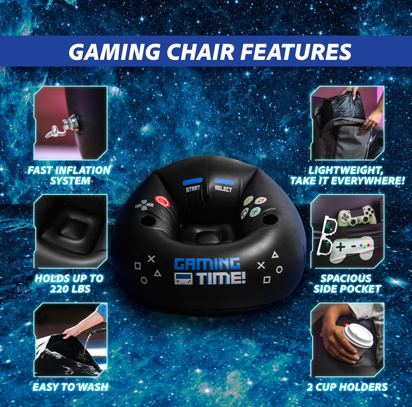 FranFusion inflatable gaming chair in action for cozy multiplayer sessions.