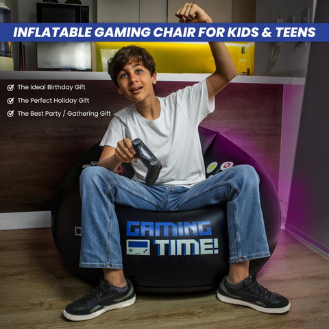 FranFusion inflatable gaming chair shown in a kid gamer room for immersion.
