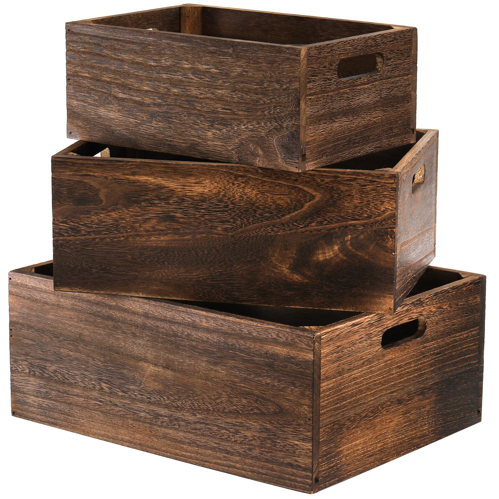 Frcctre large wood nesting crate with handles for versatile storage.
