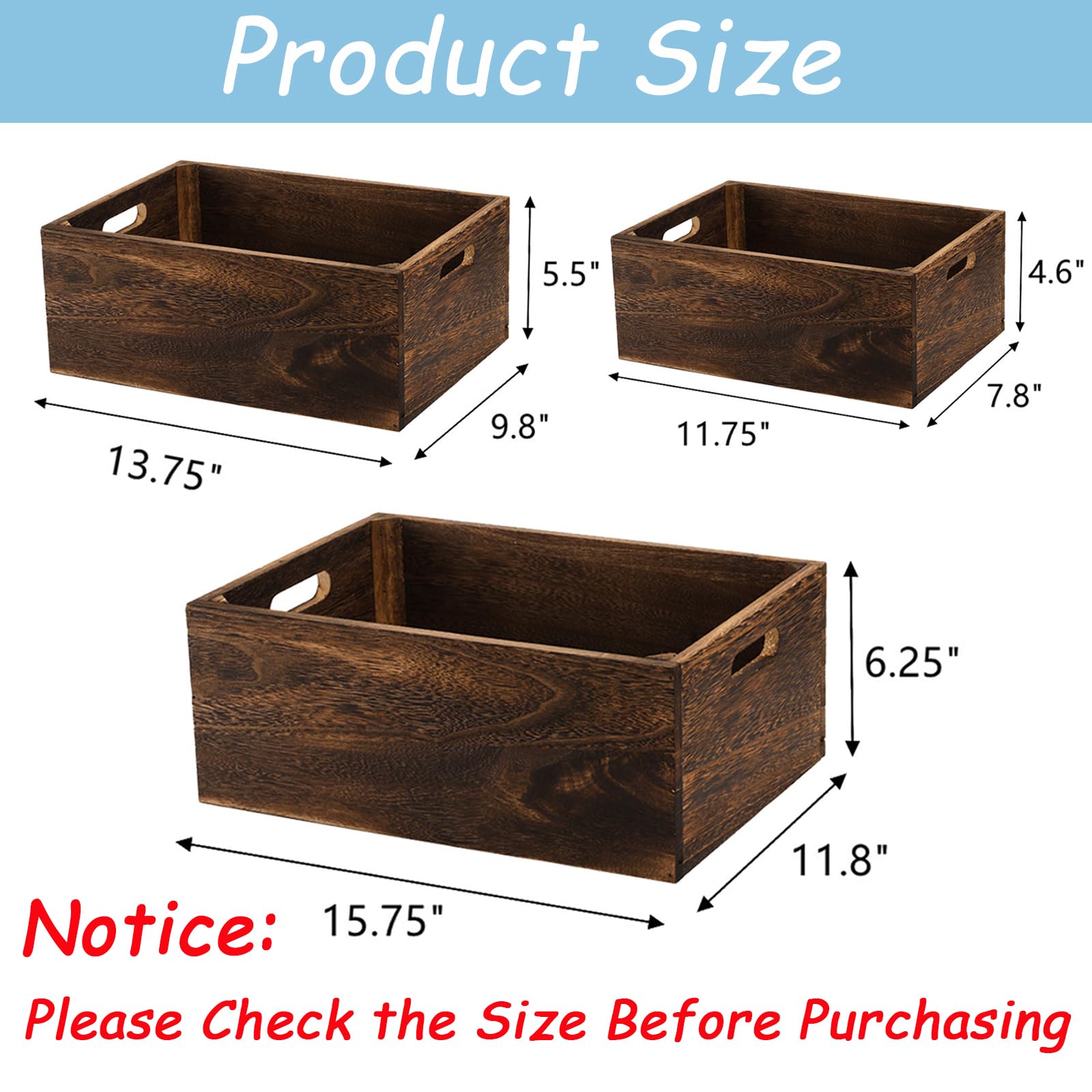 Frcctre medium wood nesting crate with handles for tidy toys.