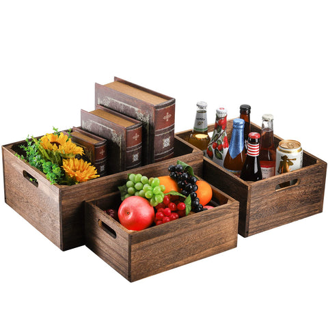 Frcctre rustic torched finish crate adds vintage farmhouse charm.
