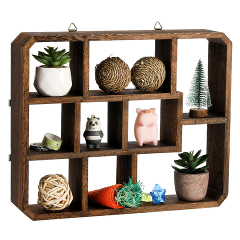 Frcctre Rustic Shadow Box with nine compartments for versatile wall display.