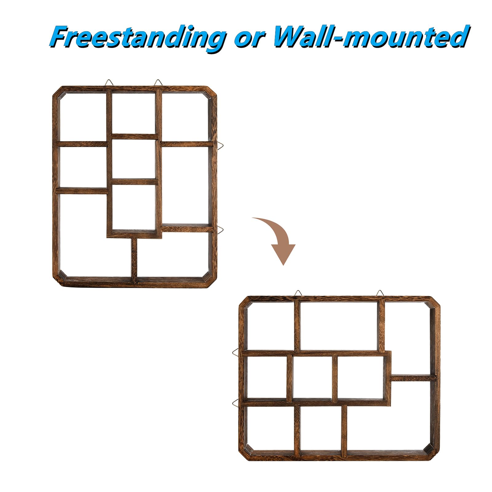 Frcctre Rustic Shadow Box wall-mounted freestanding display option.