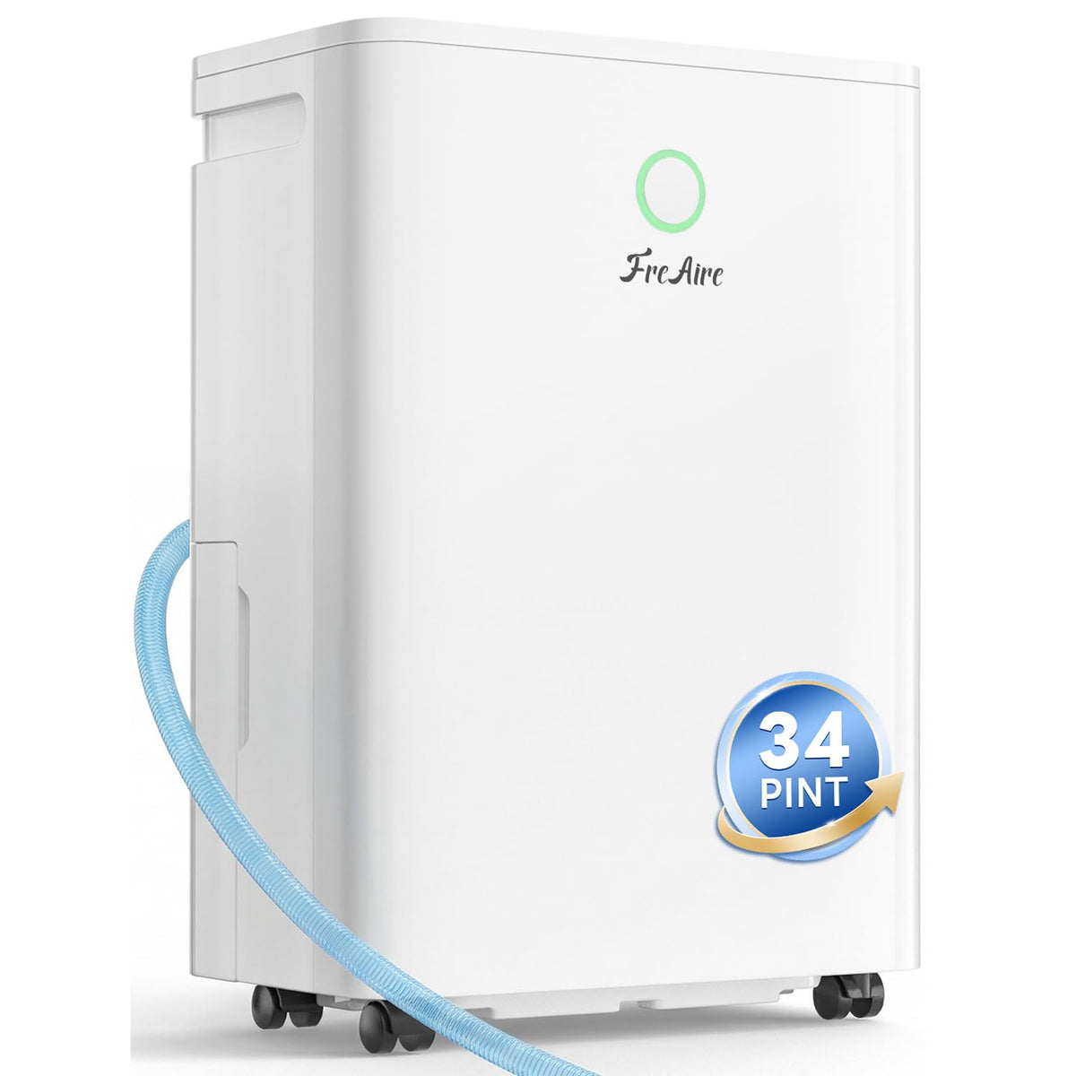 FreAire 2500sqft dehumidifier front view showing compact design for large rooms.