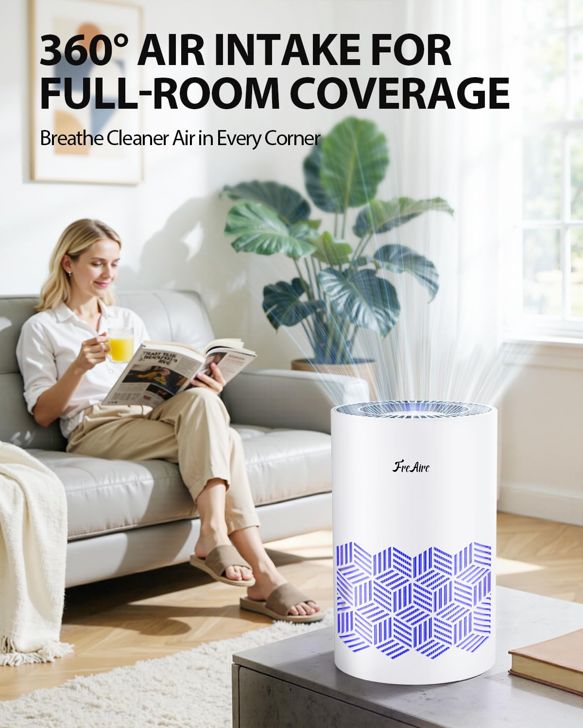 FreAire purifier demonstrates 360-degree airflow for rapid air refresh