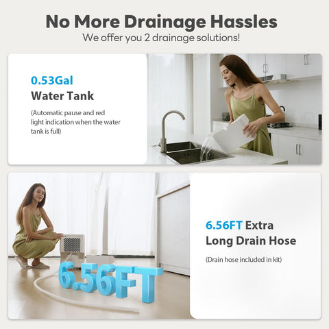 FreAire drain hose setup for continuous drainage in open spaces.