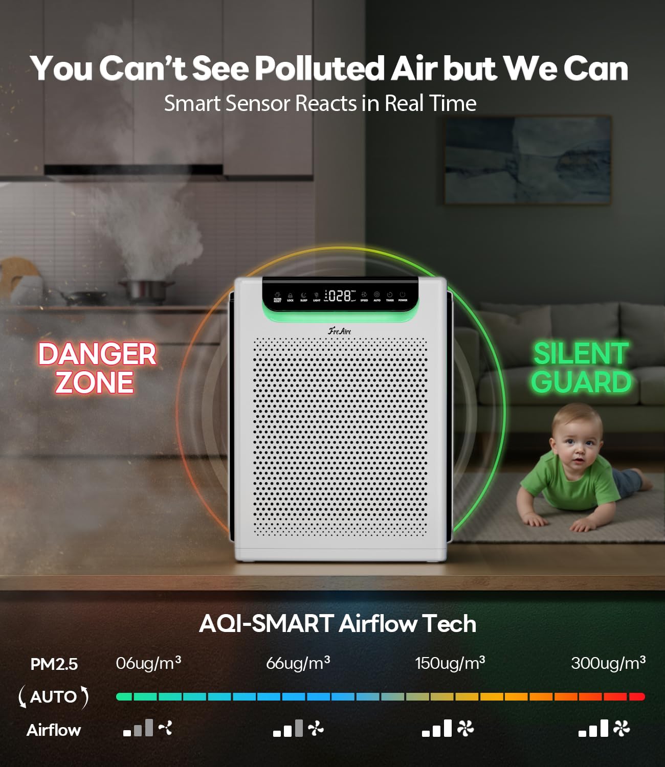 FreAire HAP607 turbo mode accelerates purification.