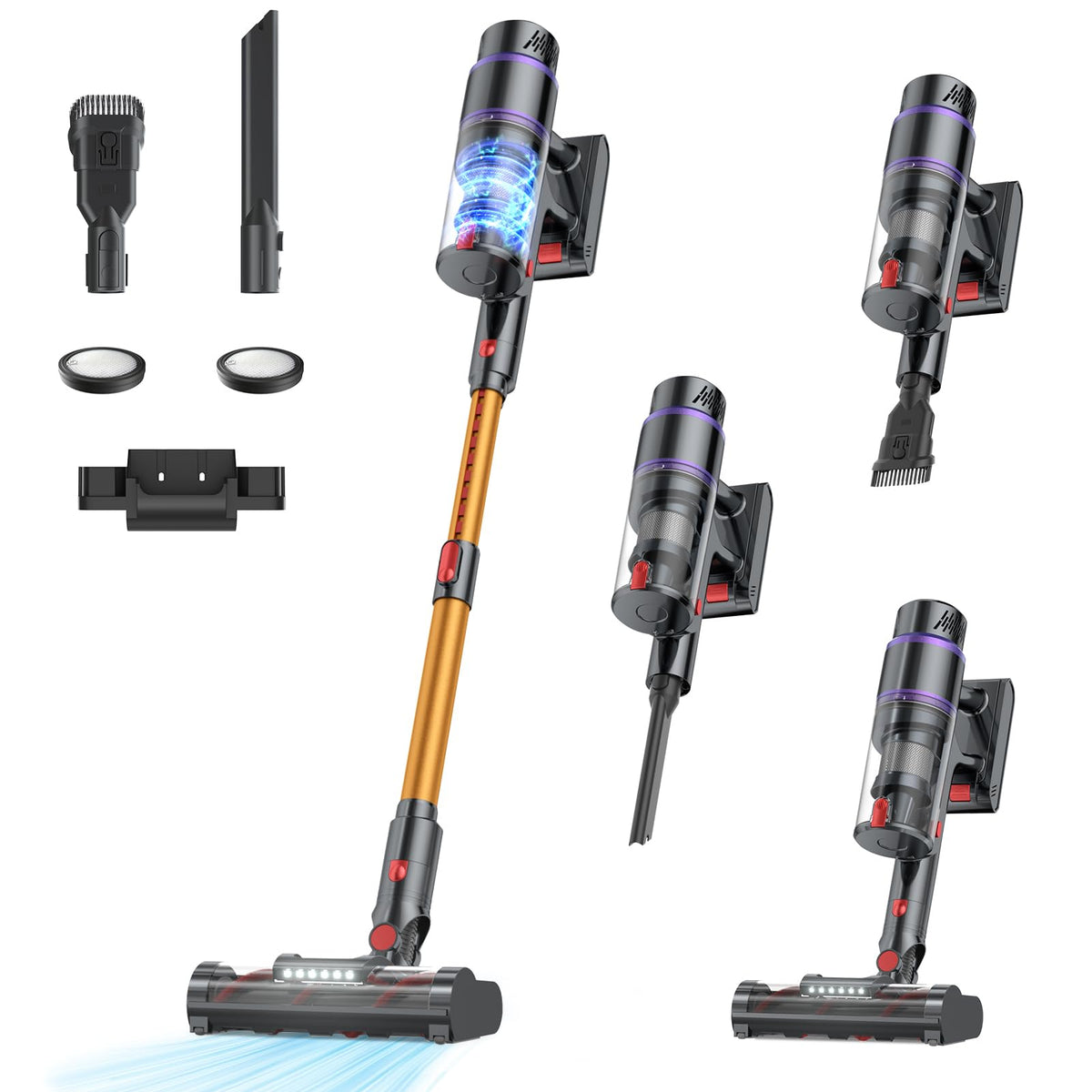 Frecaer cordless vacuum cleaner front view showing compact design for easy storage