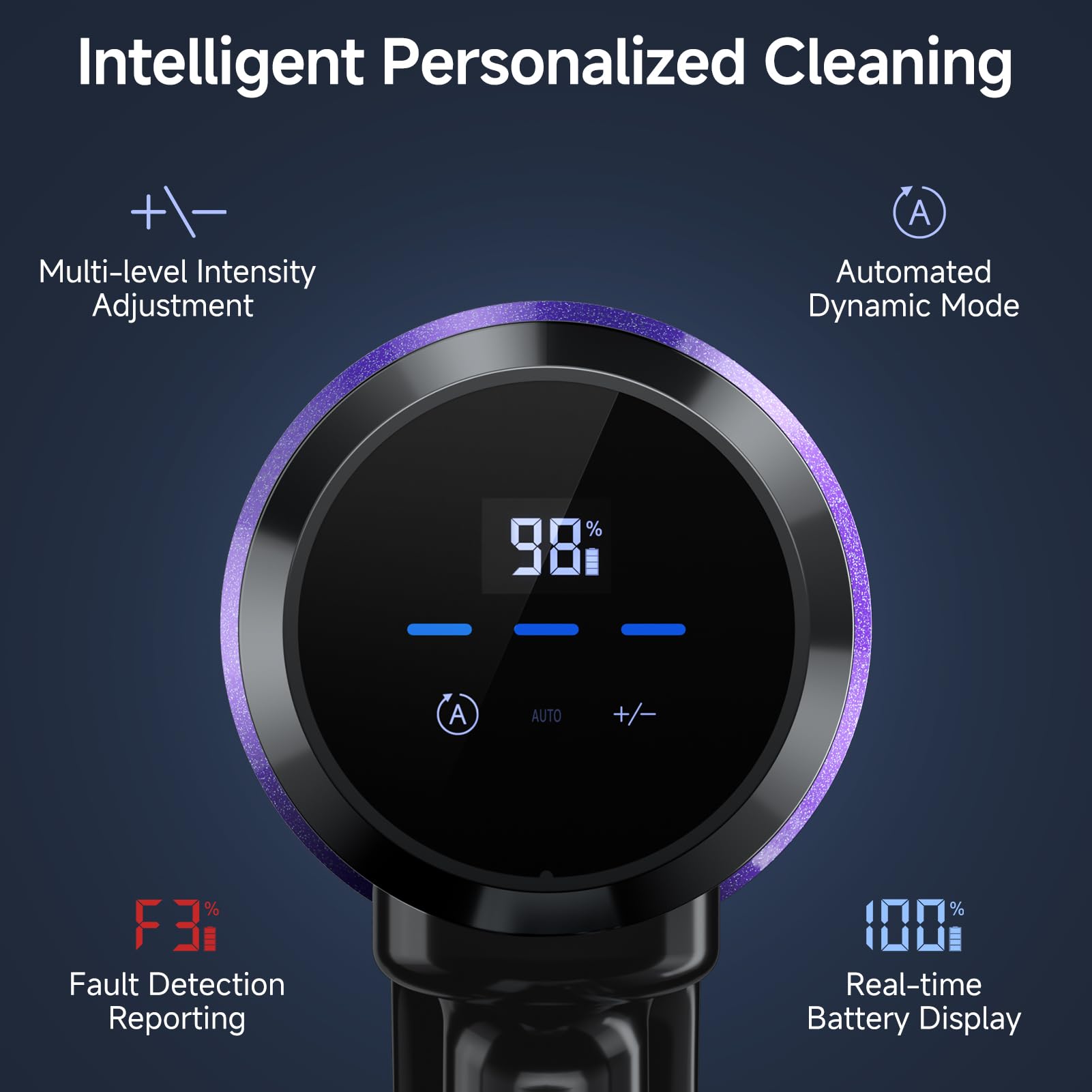 Frecaer cordless vacuum with LED display for quick status checks and control