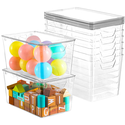 Freebat 7qt clear storage bin with lid for quick item visibility