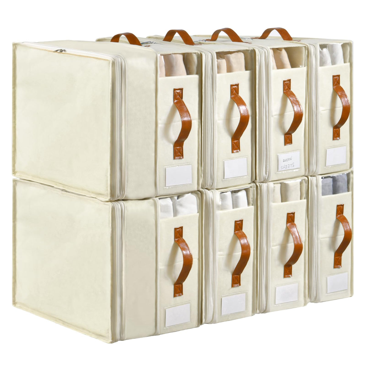 Freebat bed sheet organizers with window view for quick fabric color checks.