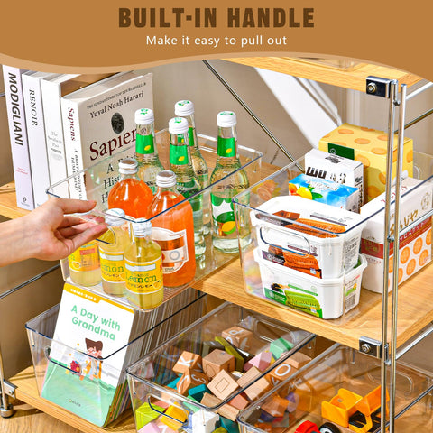Freebat bins with built-in handles for easy transporting between rooms.