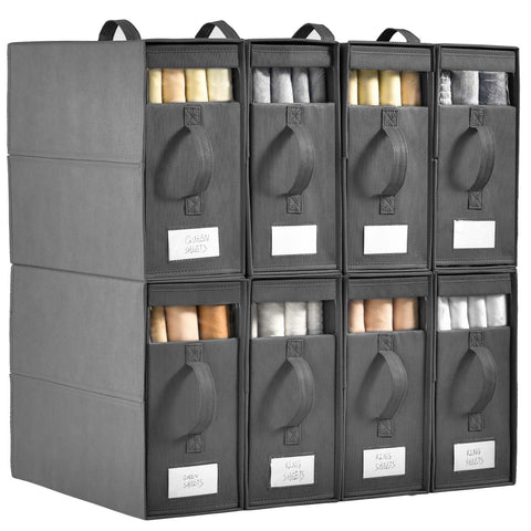 Freebat large bed sheet organizers with visible window for quick fabric identification.