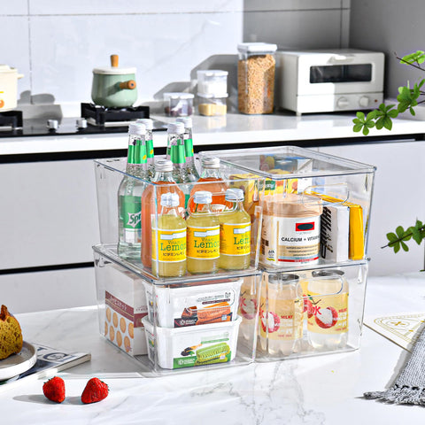 Freebat clear storage bins nest neatly to save space when not in use.