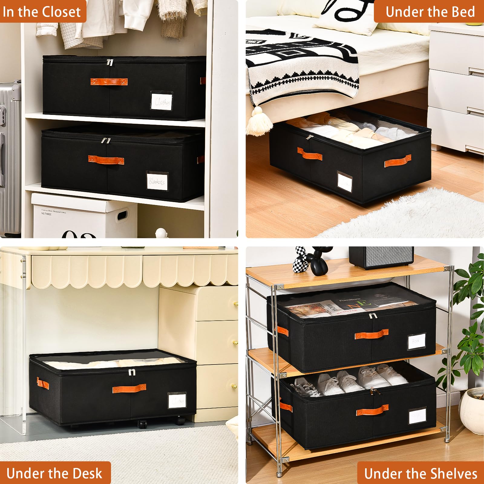 Freebat 2-pack under-bed organizers fit neatly under beds.