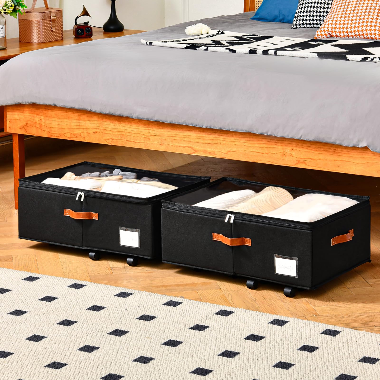 Freebat storage box with label holder helps organize items by category.