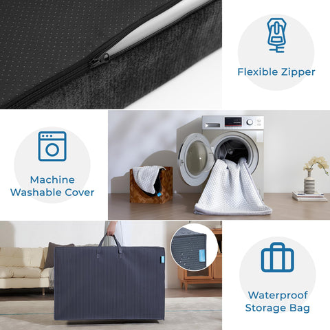 Freesof fold surface shows durable bottom straps to secure to a bed frame.