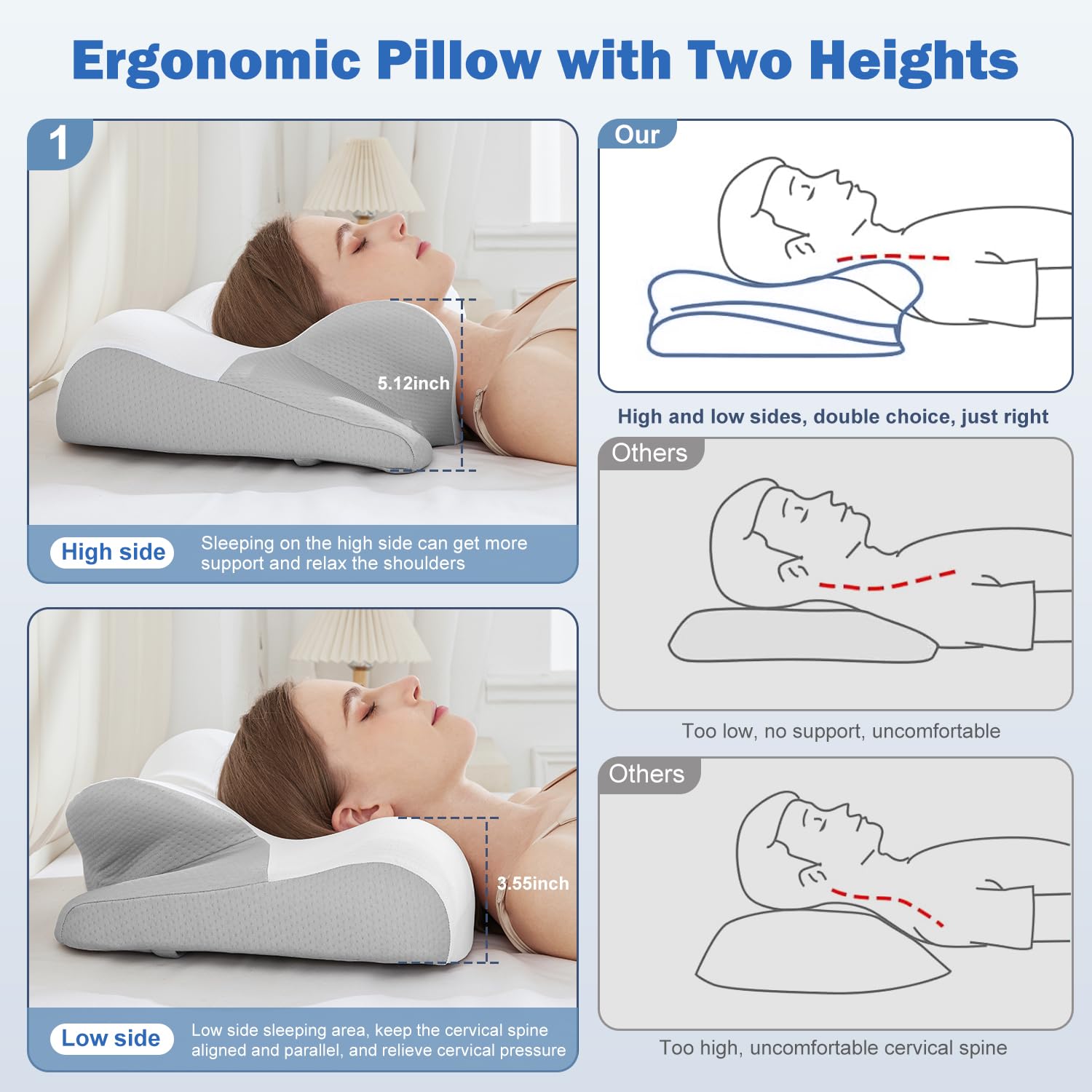 Freevary curved armrest design encourages relaxed arm placement during sleep.