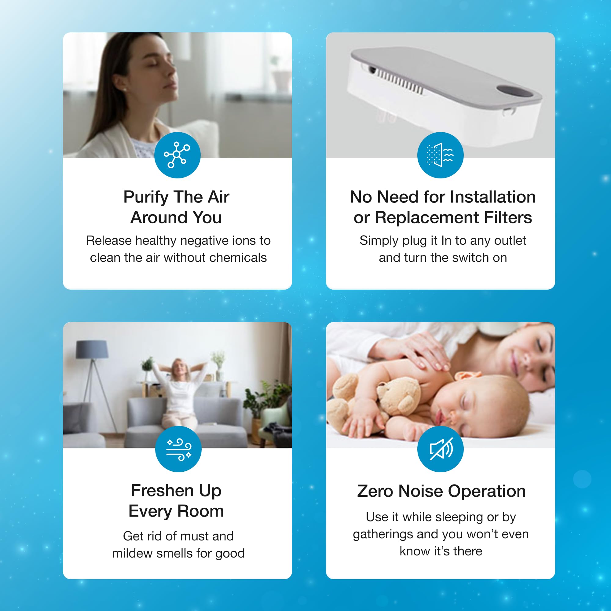 FREEZE2TRIM Ion Pure in office area maintains breathable air quietly